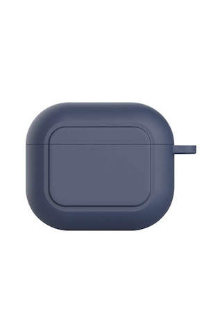 Ally Apple Uyumlu AirPods 3 için Kancalı Ultra İnce Silikon Kulaklık Kılıfı Mavi