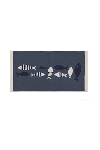 Mudo Home Larıssa Çizgili Fısh Kilim Lacivert Beyaz 80x150 Diğer