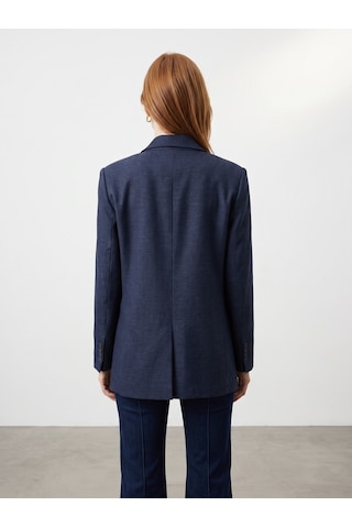 DİLVİN 60811 Keten Karışımlı Blazer Ceket-lacivert