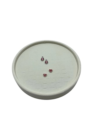 Silindir Model Süet Kumaş 20/20 Cm Batırmalı Krem Küpe-piercing Tablası