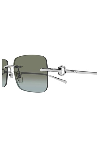Gucci Gg 1703s 007 55 Unisex Dikdörtgen Gri Metal Güneş