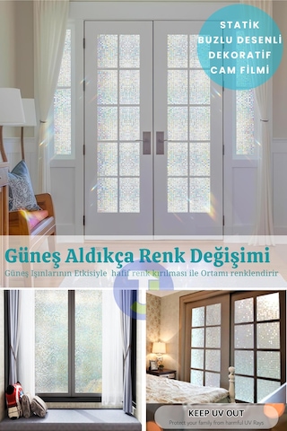 Technojet Statik Buzlu Desenli Cam Kaplama Filmi Duşa Kabin Ofis Balkon Dekorasyon Folyo 60cmx100cm Tk2016