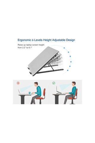 Qingmipy Alüminyum 6 Seviye Yükseklik Ayarlanabilir, Taşınabilir Katlanabilir, Soğutma Özelliği, 10-15.6 İnç Bilgisayar/tablet İçin Destek, Siyah