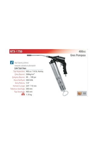Ntairtools Ntx-1759 Havali Gres Pompası 400cc