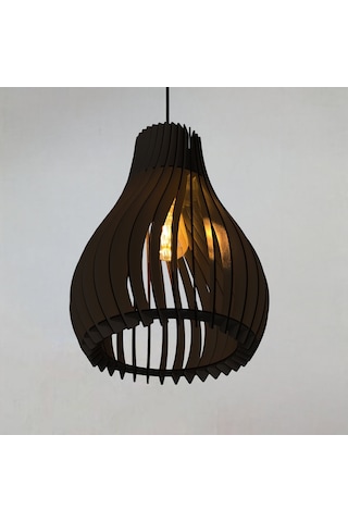 Vialux Modern Ahşap Bohem Rustik Avize Tekli Sarkıt Lamba Siyah Siyah