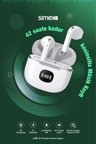 Simex QUANTUM AI Yapay Zeka Destekli Akıllı HD Mikrofon Gerçek Zamanlı Dil Çeviri Ai Anlık Tercüme 5.4 Bluetooth Kulaklık