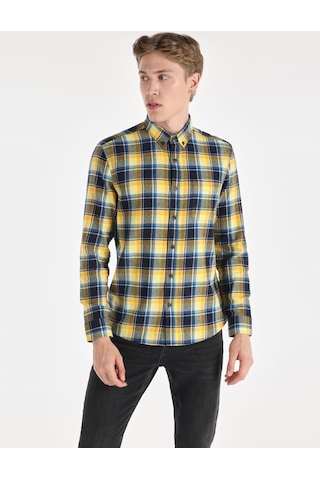 Colin's Colins Slim Fit Kareli Lacivert Erkek Uzun Kol Gömlek Cl1065569 Lacivert