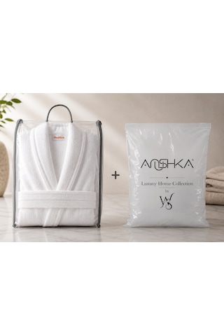 Özdilek Orijinal %100 Pamuk Unisex Bornoz Otel, Spa, Sauna Ve Hamam Kalitesi Yumuşak, Yüksek Su Emici Banyo Bornozu Anushka Fermuarlı Saklama Kılıfı Hediyeli Premium Hediye Seti Beyaz