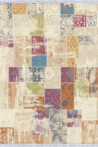 Çok Renkli Patchwork Dokuma Pamuk Taban Kaymaz Kilim Klm289n11