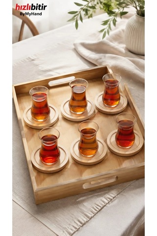 Bymyhand Bambu Doğal Ahşap Yuvarlak Bardak Altlığı 6'lı Set 10 Cm