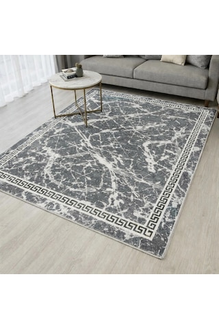 Kilim Savan Çift Taraflı Modern Desenli Yıkanabilir Pamuklu Dokuma 2x3 Metre Gri Çok Renkli