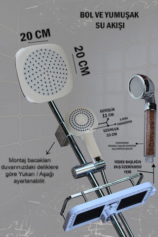 590-4 Robot Duş Takımı Geniş Sabunluklu El Tepe Duş Başlığı Çeşitleri Beyaz