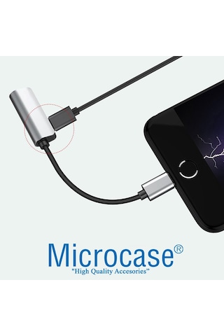Apple Uyumlu iPhone Lightning Splitter 2in1 Şarj Ve Kulaklık Çevirici - My032 Gri