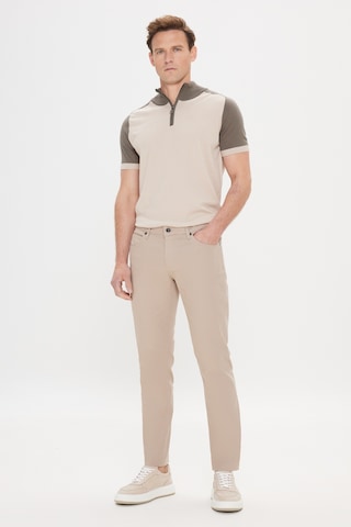 AC&Co / Altınyıldız Classics 360 Derece Her Yöne Esneyen Slim Fit Dar Kesim Diyagonal Desenli Erkek Pantolon Taş