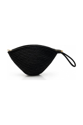 Elunars Siyah Küçük Hasır Clutch Kadın Çantası Elunars Siyah Küçük Hasır Clutch Kadın Çantası