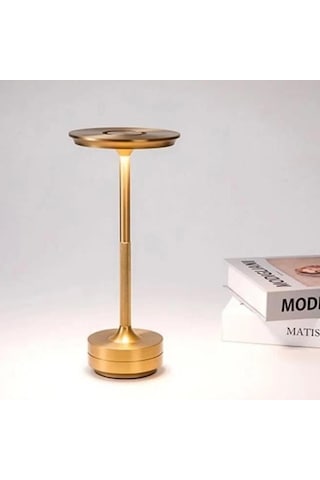 Eskitme Gold Kasa Dokunmatik Şarjlı Masa Lambası 3 Renk Işık Modlu, Led Aydınlatmalı, Modern & Dekoratif Abajur 15x25cm