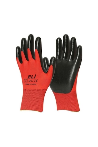 Nitril İş Güvenlik Eldiveni Kırmızı Xl 10 Çift - Paket