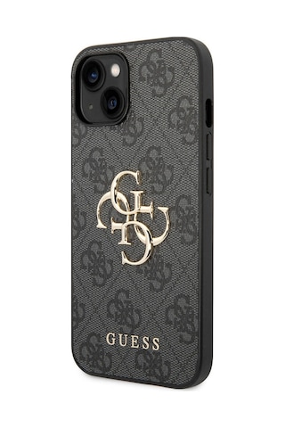 Apple Uyumlu iPhone 15 Kılıf Guess Lisanslı Pu Deri Yazı Ve 4g Metal Logolu Desen Kapak Kahverengi