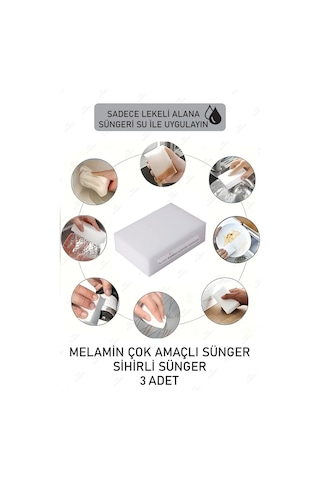 Mucit Home 3 Adet Melamin Sünger, Çizik Giderici Sünger, Duvar Temizleme Süngeri, Silgi Sünger, Sihirli Sünger