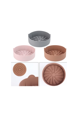 Hfambition 19cm Pembe Silikon Air Fryer Izgara Tabağı - Instant Pot Aksesuarı, Çok Fonksiyonlu Ev Kullanıma Uygun Çok Renkli