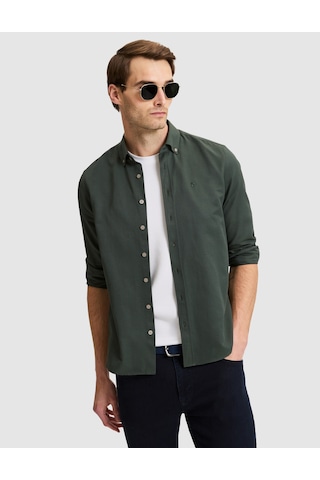 Pierre Cardin Koyu Haki Slim Fit Uzun Kollu Gömlek 50325365-vr111