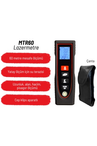 Texta Mtr60 Klipsli Lazerli Mesafe Ölçer 60 Metre