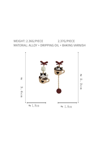 Skycity Asimetrik Kedi Ve Bardak Tasarımlı Şık Küpeler - Benzersiz Tarz İfadesi Diğer Çok Renkli