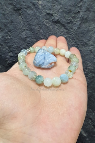 Akuamarin Aquamarine Doğal Taş Bileklik Mutluluğun Ve Genç Bir Ruhun Simgesi Çok Renkli