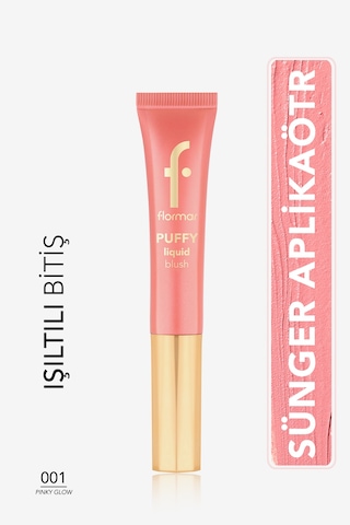Flormar Puffy Liquid Nemlendirici Etkili & Parlak Bitişli Sünger Aplikatörlü Likit Allık 001 Pınky Glow