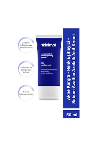 Skinimal Azelaik Asit İçeren Akne Karşıtı Sebum Azaltıcı ve Aydınlatıcı Krem 50 ML