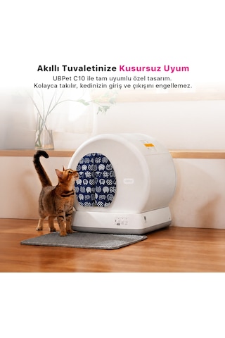 Ubpet C10 Pro Uyumlu Kedi Tuvaleti Perdesi Kum Dağılım Önleyici Mıknatıslı Giriş, Premium Kumaş, Lacivert