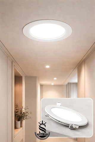 18w Tasarruflu Led Yuvarlak Beyaz/gün Işık Sıva Altı Slim Panel Tavan Aydınlatma Armatürü Beyaz-30 Adet Çok Renkli