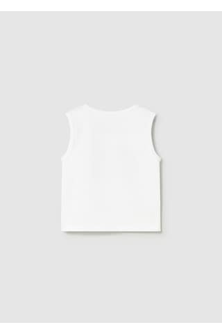 Erkek Bebek Kolsuz İnteraktif T-shirt Beyaz