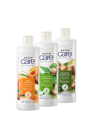 Avon Care Avakado + Aloe Vera + Kayısı Özü İçeren Şampuan ve Saç Kremi 3 x 700 ML