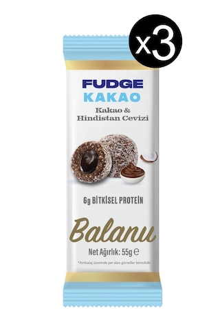 Fudge Hindistan Cevizi Kaplı Kakaolu Meyve Topları 55g X3 Adet