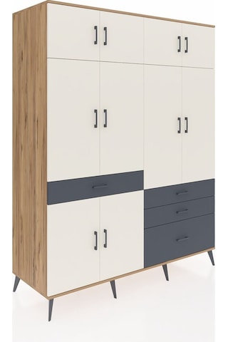 Kronos Gardrop 5 Raflı 4 Çekmeceli 2 Askılı 176x59x221 Çam-aytaşı/antrasit Aytaşı/antrasit