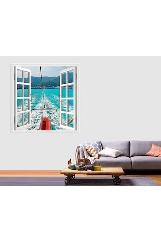 Pencere Poster Duvar Kağıdı Deniz Dağ Yapışkanlı Sticker
