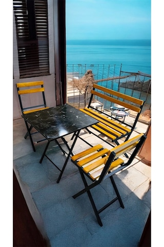 Modern Balkon Bahçe Mutfak Bistro Set Katlanır Masa-sandalye Sarı