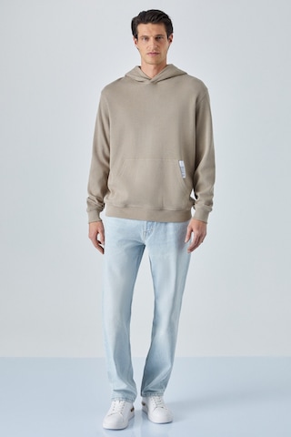 Grimelange SUSTAINY Erkek Oversize Kapüşonlu Uzun Kollu Vizon Sweatshirt