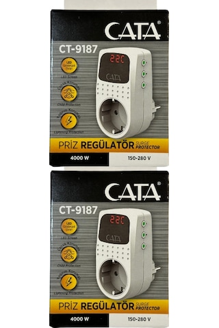 Cata Ct-9187 4000w Akım Korumalı Led Göstergeli Priz 2 Adet