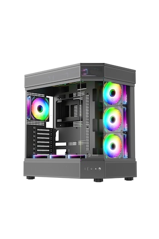 Zoko Tank 7x12 CM Kumandalı ARGB Fan Temper Cam Oyuncu Bilgisayar Kasası Siyah