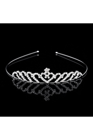Chavin Taşlı Prenses Çocuk Tacı Kına Düğün Tacı Taç es38 Gümüş