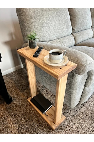 Masif Ahşap Yan Sehpa Naturel