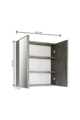 Fm01 2 Kapaklı Aynalı Banyo Dolabı Çok Amaçlı Banyo Dolabı Gri