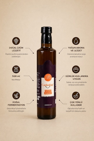Canbakkal Doğal Üzüm Sirkesi 500 Ml - Katkısız Geleneksel Sirke - Doğal Üzüm Sirkesi