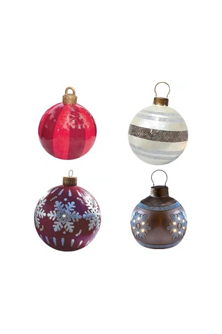 Qingmipy Pvc Noel Şarap Kırmızısı Hava Dolgulu Top 60cm - Kar Taneleri Desenli, Pompa Dahil, Dışarı/içeri Dekorasyon, Noel/yeni Yıl Festivalleri