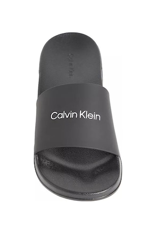 Calvin Klein Erkek Marka Logolu Şık Görünüşlü Tek Bantlı Kalın Tabanlı Kaymaz Rahat Dayanıklı Terlik-14975 Siyah