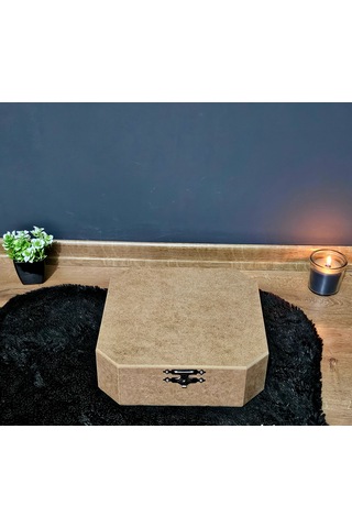 Ahşap Sekizgen Kare Model 9 Bölmeli Aksesuar Kutusu Ham Boyanır