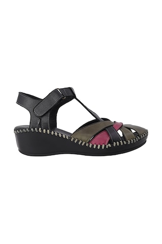 Albini Hakiki Deri Comfort Dolgu Topuk Kadın Sandalet Alb2660209y Siyah