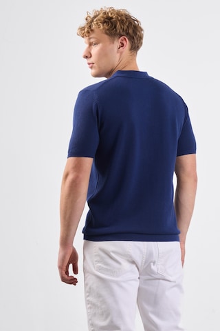 Dufy Lacivert Polo Düğme Yaka Düz Renk Slim Fit Erkek Triko Lacivert